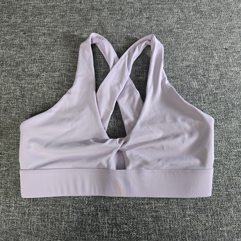 Fabletics Lavender Twist Front Cross Back Sports Bra Purple Womens